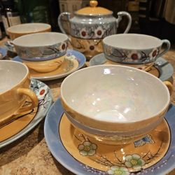 Vintage Japanese Lusterware Tea Cups