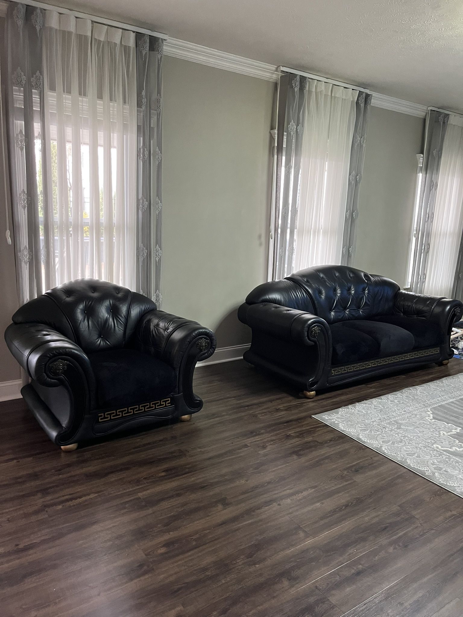 All Leather Sofa With Loveseat And Armchair