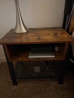 One metal and wooden nightstands