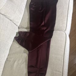 White House Black Market Burgundy Satin  Pants Sz 10R