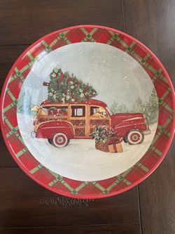 New Certified International Red Truck Christmas Serving Bowl