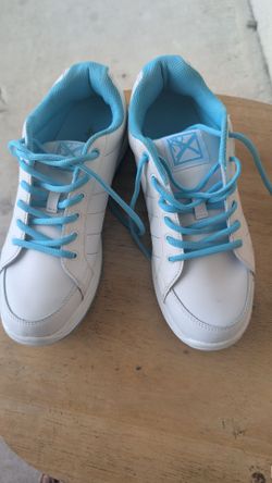 White and Blue Low-Top Sneakers
