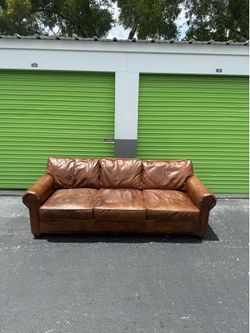 Restoration Hardware - Brown Leather - Sofa Couch - RH