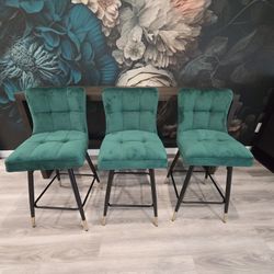 Green Velvet Counter Height Chairs 