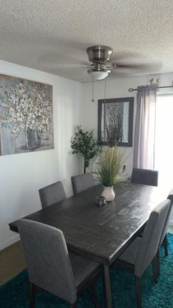 Dining Table (Grey) with 6 chairs