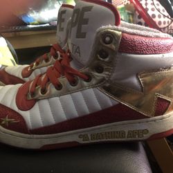 Hi Top Bapes Red And Gold (real)