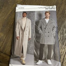 Vogue V1976 Men's Coat BB (44-52) Double Breasted Lined Jacket Pattern