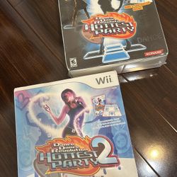 Nintendo Wii Dance Dance Revolution Hottest Party 1 and 2 Big Box Bundles Sealed Madcatz