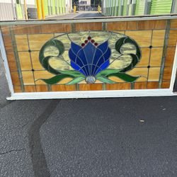 70”x31” Vintage Stained Glass Window 