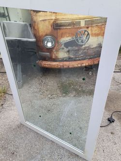 Large Rectangular Mirror with White Frame