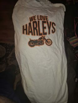 Vintage Harley Davidson Lot Size M White Graphic TShirt & Solid Brass 776 Belt