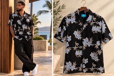 Tori Richard Black Floral Hawaiian Shirt