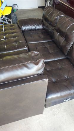L shaped leather couch