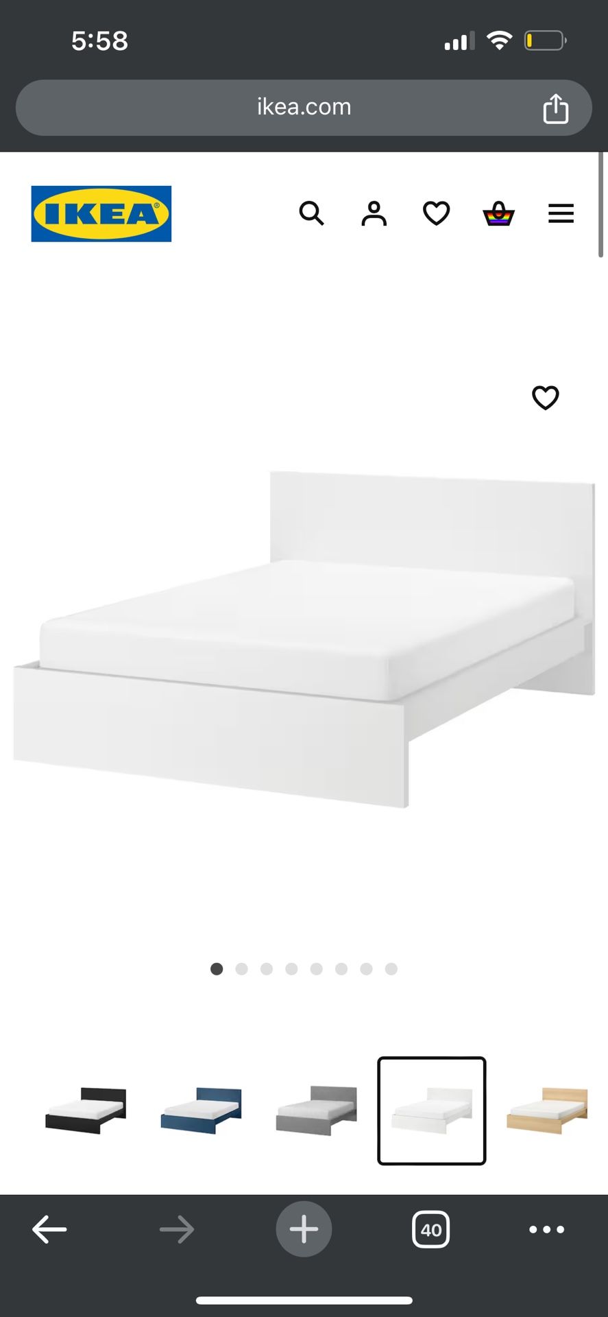 IKEA MALM Queen Bed Frame White