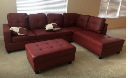 New red Sectional with Storage Ottoman