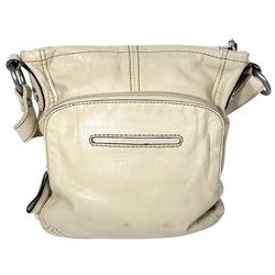 Vintage Fossil Crossbody Shoulder Bag Cream Leather Small Organizer Purse