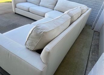 Cream Fabric Sectional Sofa with Chaise