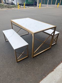 Dining table and benches