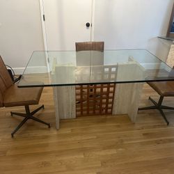 Mid Century Travertine Dining Table