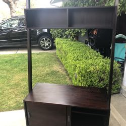 Really Nice Entry Way Shelf Coat Storage - Dark Brown  In Fine Shape   