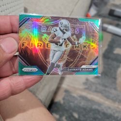 Davante Adam's Fireworks Green Prizm Football Card 