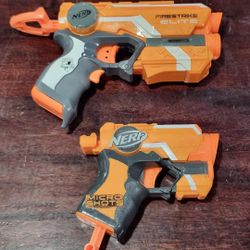 Pair of Nerf Series 1 Micro Shots N-Strike Firestrike Elite Dart Blaster 