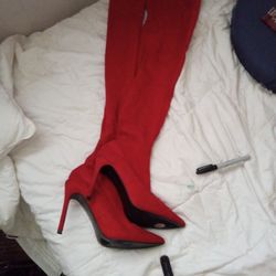 Thigh High Red Boots Size8