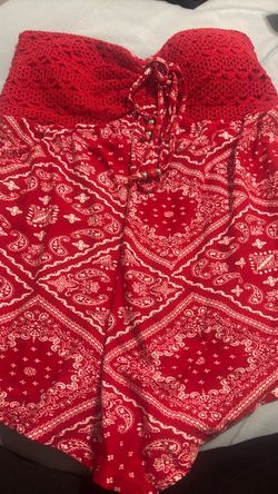 Red & White Bandana Tube Top L