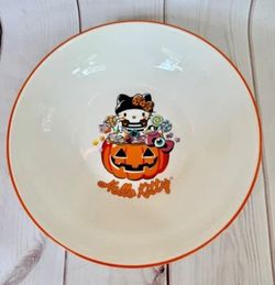 Hello Kitty Sanrio Halloween Pumpkin Orange Bow Pasta Bowl new