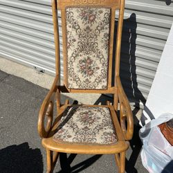 Vintage rocking Chair Solid Wood & Tapestry 