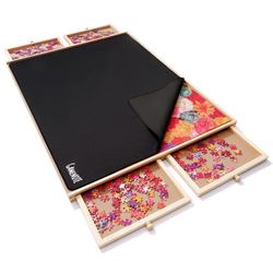 Gamenote Jigsaw Puzzle Board With Cover Mat - Portable Large Puzzle Table With Drawers For Adults, Wooden Smooth Plateau Work Surface (1000 Pieces)