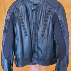 Xelement Black Armored Leather Motorcycle Jacket