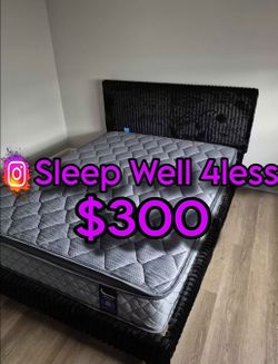 NEW QUEEN BED FRAME AND MATTRESS