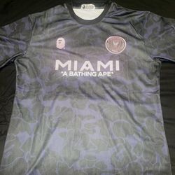Bape x Inter Miami Black Camo Shirt Size Large BRAND NEW 