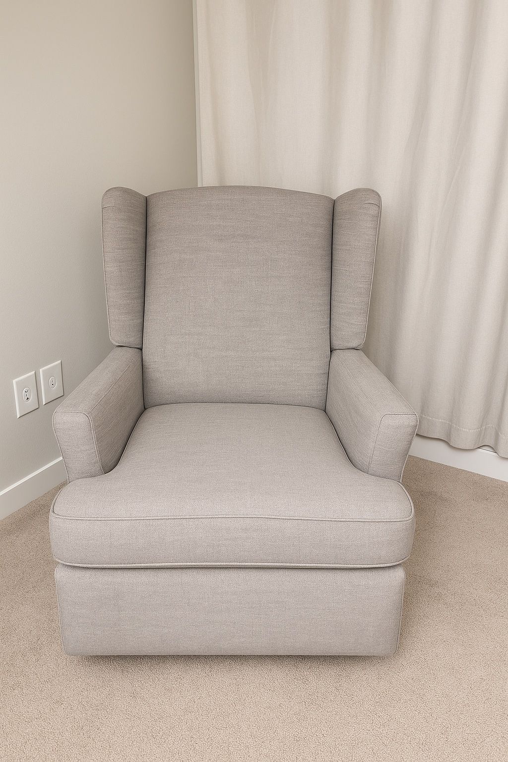 Grey Upholstered Glider/Armchair – Excellent Condition Original Price $300