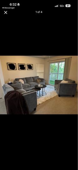 Gray Living Room Furniture Set – Sofa, Loveseat & Accent Chair