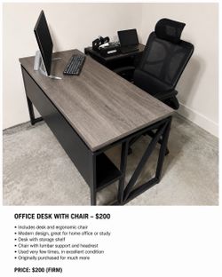 L-Shaped Office Desk with Ergonomic Chair