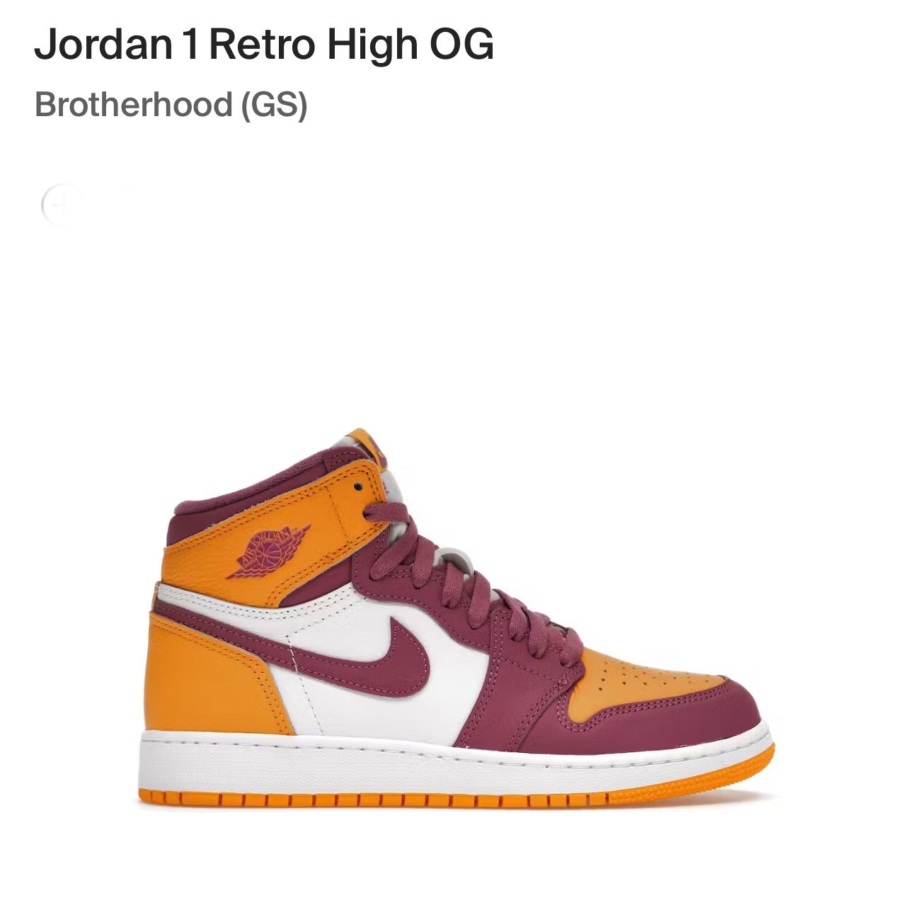 Jordan 1 Retro High OG Brotherhood (GS) Sz 6.5 display picture 2