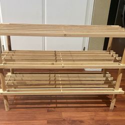 Three Tier Wooden Shoe Rack