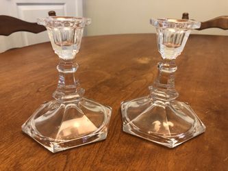 Glass candle holders pair