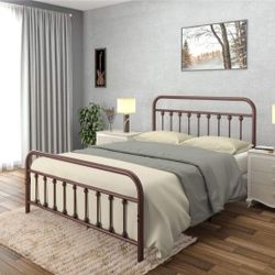 VintageIron Bed Frame with Classic Metal  Base, Head and Footboard, No Box Spring needed