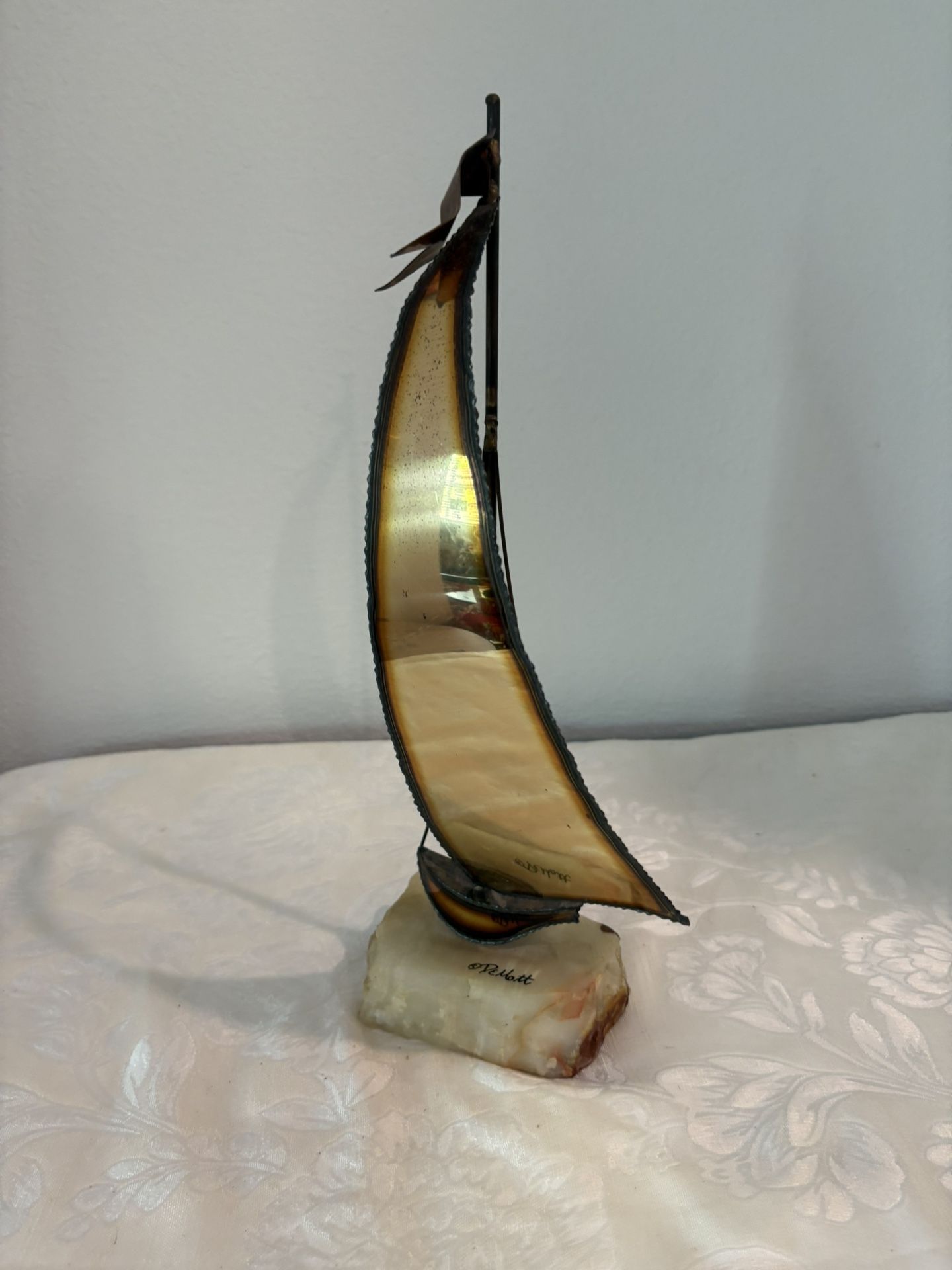 MID CENTURY DE MOTT SIGNED BRASS COPPER ONYX SAILBOAT FIGURINE COLLECTIBLE 15 Inches,New Products : American Fashion Style Bags On Sale