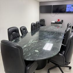 12 Feet Conference Table With 10 Chairs Leather Chairs 