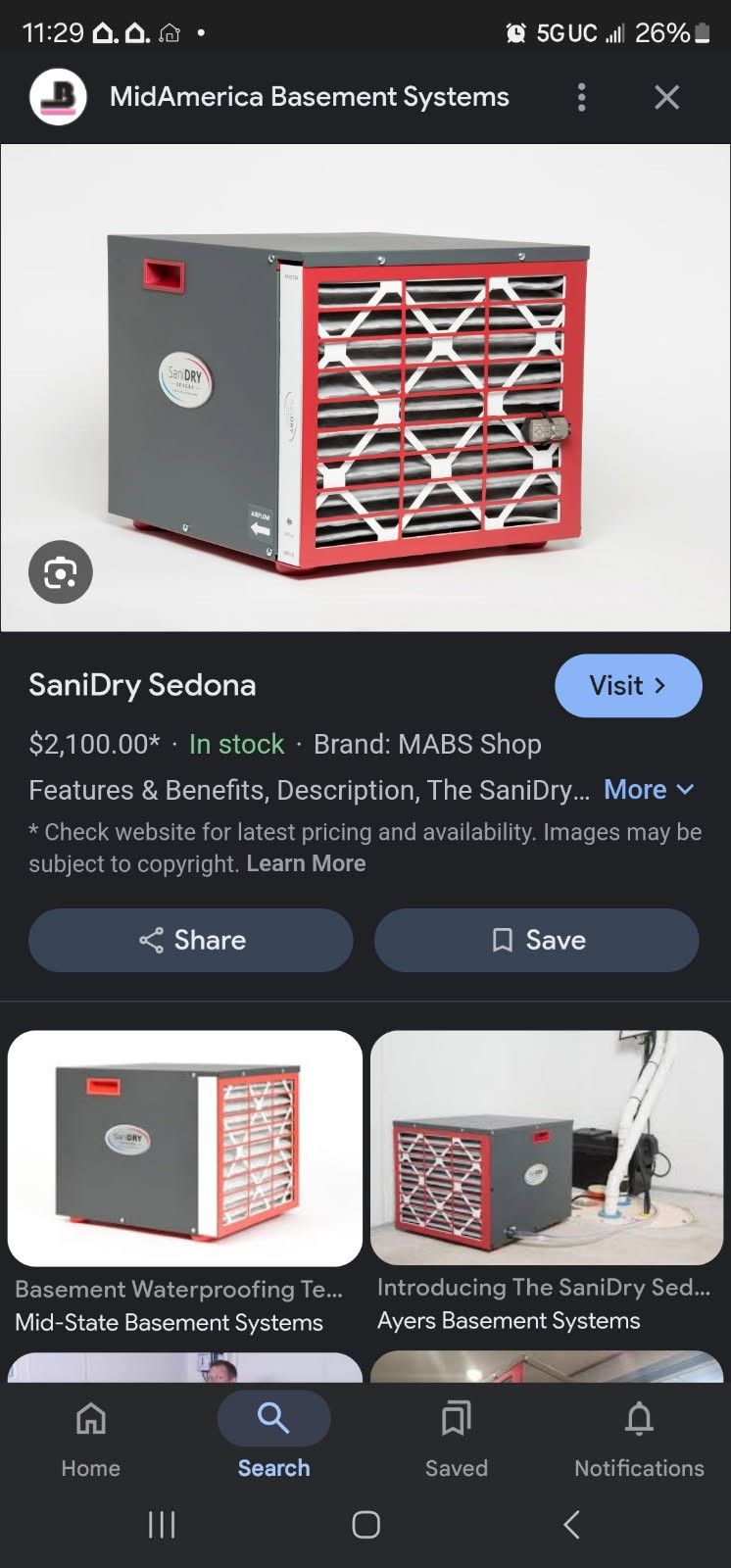 Sanidry Air Purifier System Brand New IN Box