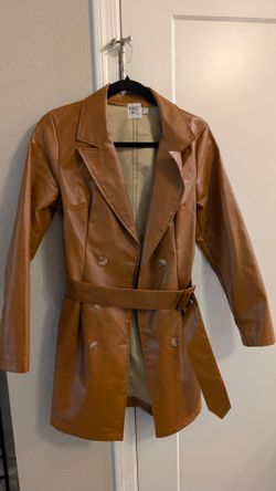 Princess Polly Leather Trench Coat (size 4)