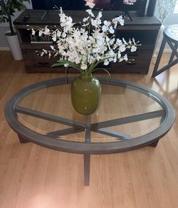 Gray Glass top coffee table set of 3