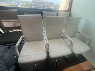 Set of 6 White Executive Office Chairs