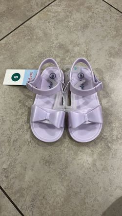 Cat & Jack Toddler Girl’s Lavender Jelly Sandals / Shoes with Bows, Size 9