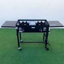 Camping Stoves 2 Burner Stoves W/ Side Tables Black Stove Estufa De Dos Quemadores Con Mesas Al Lado 
