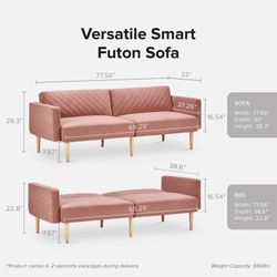 Pink Sofa Bed Couch 🛋️ Brand New In Box Folds Down Into A Bed 🛏️ 